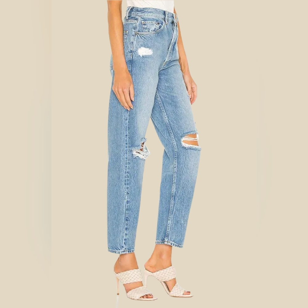 Boyish High Rise The Toby Relaxed Taper Lyocell Distressed Jeans Size 26 , 14" - Picture 5 of 16